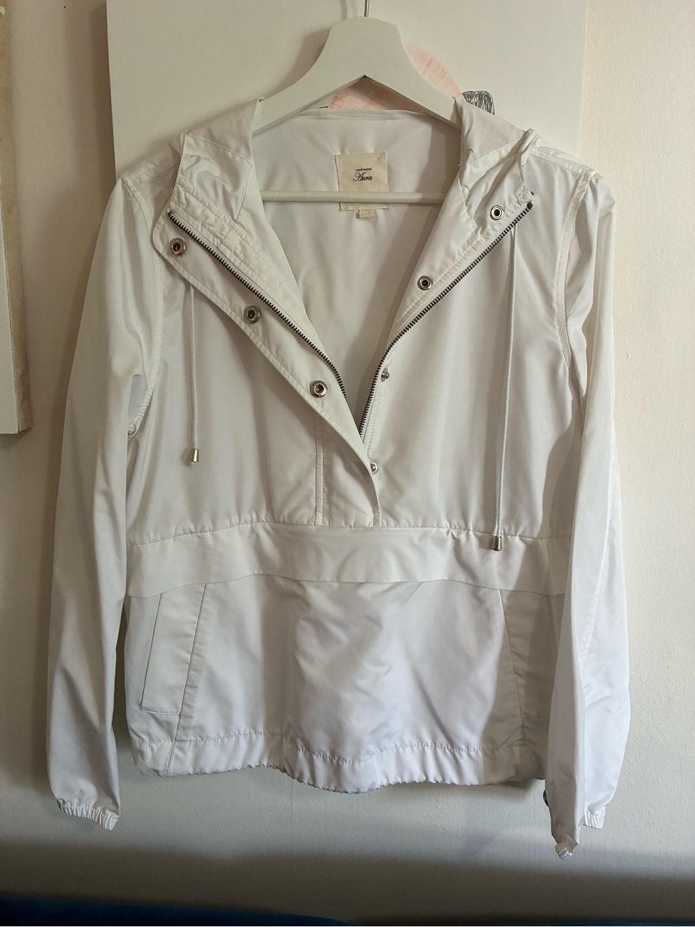 Aura by Limited White Hooded Anorak Utility Windbreaker Jacket